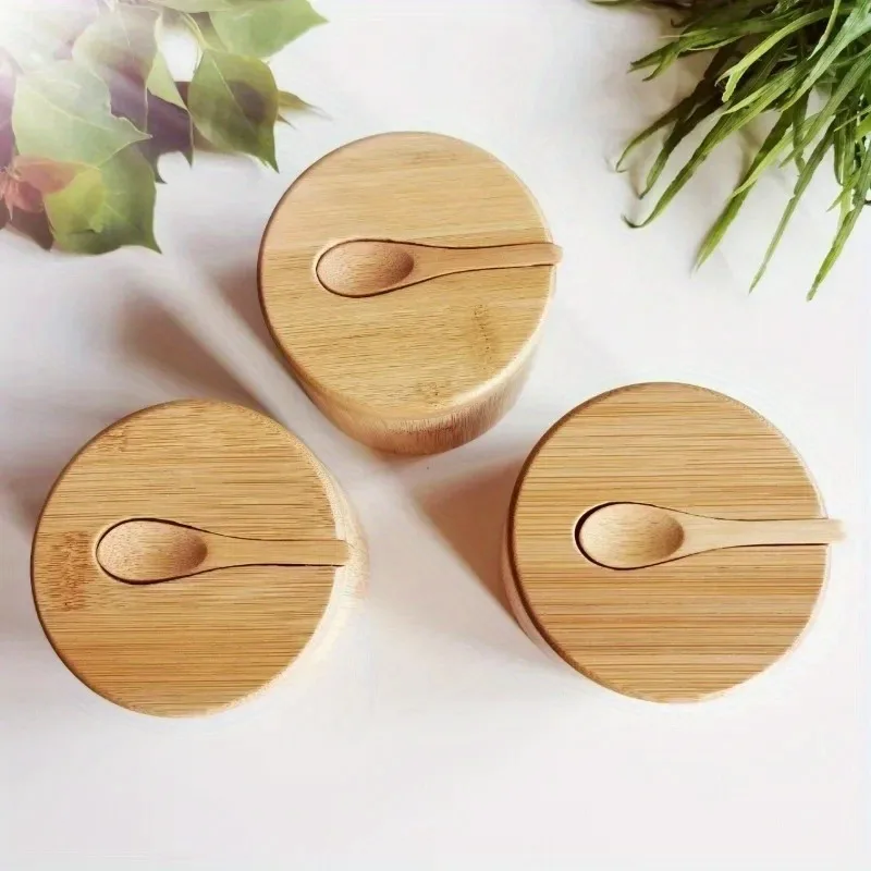 Kitchen Baking Tray Organizer - Bamboo Salt And Pepper Seasoning Jars