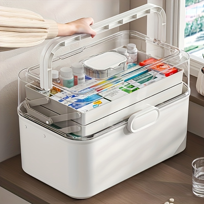 Kitchen Baking Tray Organizer - Large Capacity Clear Lid Medicine Storage