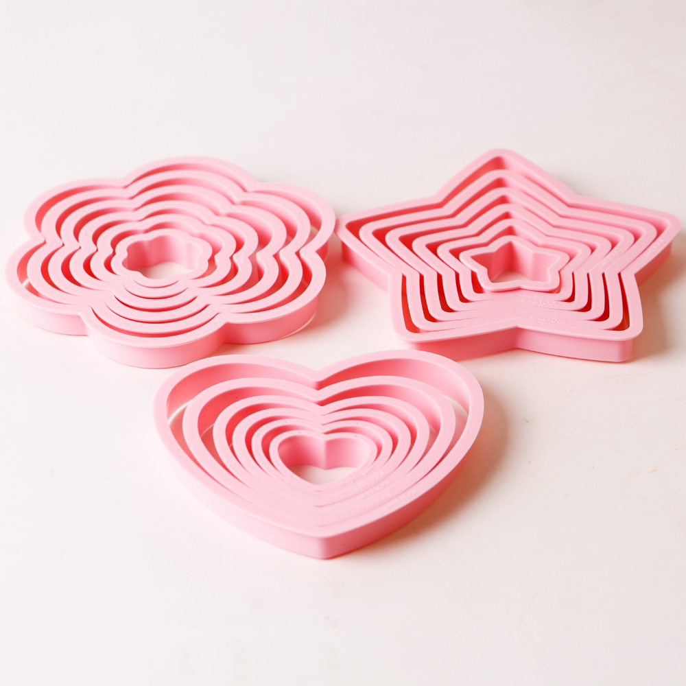 1set/3sets Pink Heart Star Flo - Kitchen Baking Cookies ulasan dan harga
