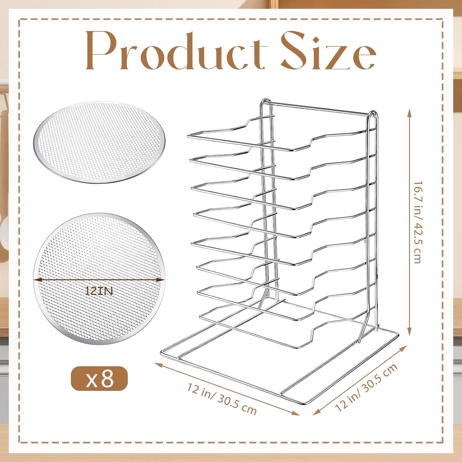 Pizza Rack 8 Tiered Stand With - Kitchen Baking Pan ulasan dan harga