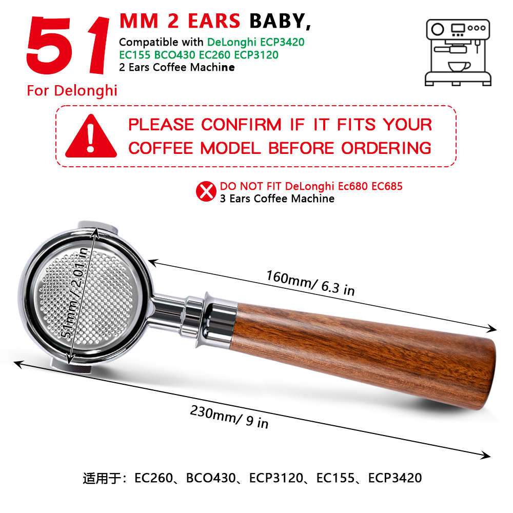 51mm 2Ears Bottomless Naked Po - Delonghi Espresso Ecp3420 ulasan dan harga