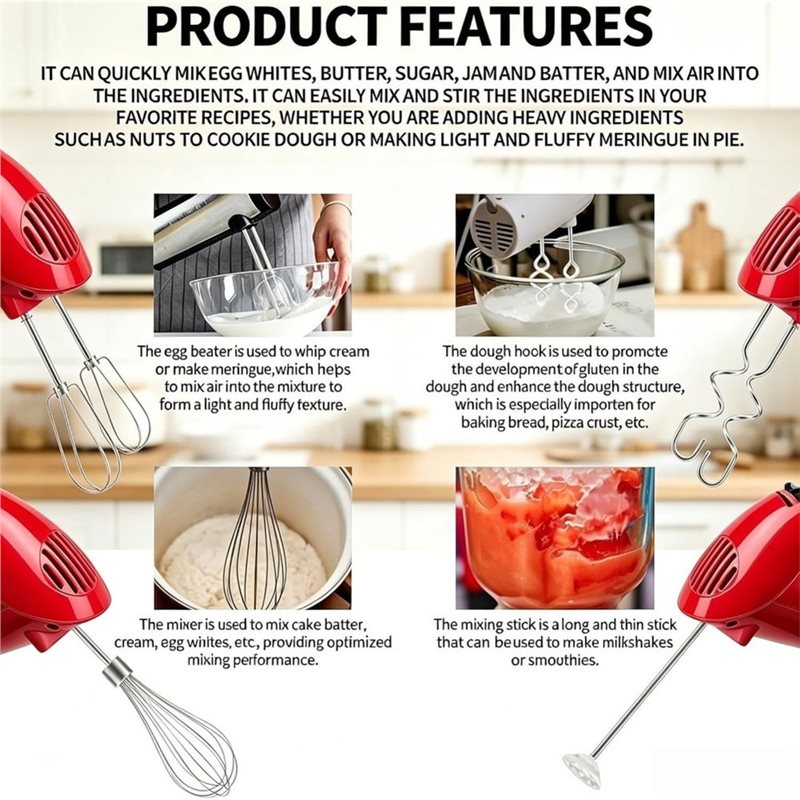 A92G HOT-Dough Hooks Whisk Ble - Kitchenaid Mixer Hand Mixer ulasan dan harga