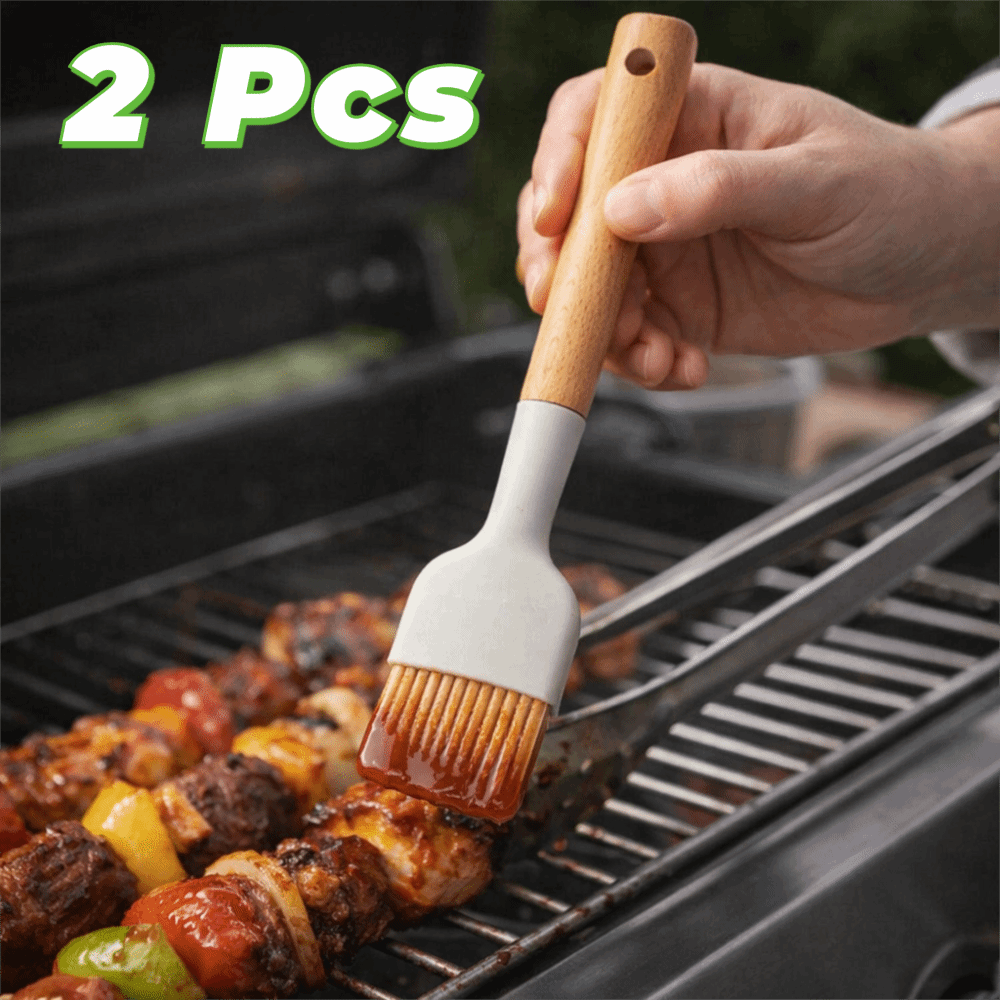 2PCS Wooden Handle Silicone Ba - Pastry Brush Silicone ulasan dan harga