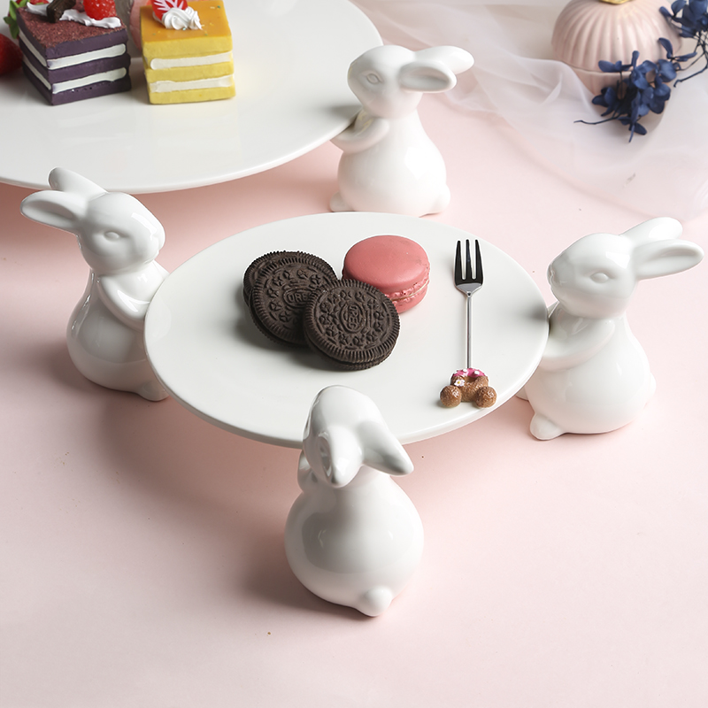 White Ceramic Rabbit Dessert P - Cake Board Round ulasan dan harga